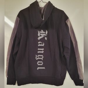 XL Kangol Black Spellout Hoodie NWT Soft Half Blend Warm Streetwear